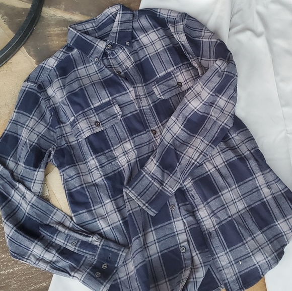 Faded Glory Other - Flannel Plaid Blue Button Down Shirt Men's 34-36